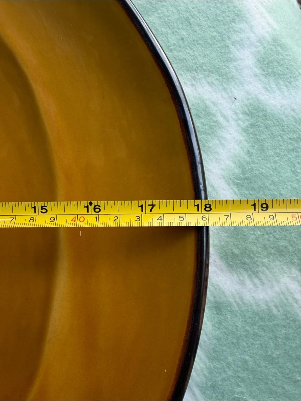 Large Target Home fall harvest Stoneware Platter in Warm Orange with bronze trim